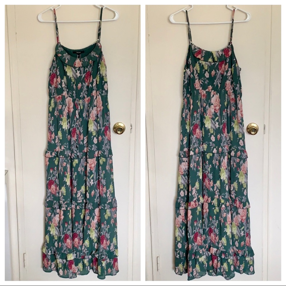🆕 Forever 21 Floral Maxi Dress - Green - Picture 2 of 7